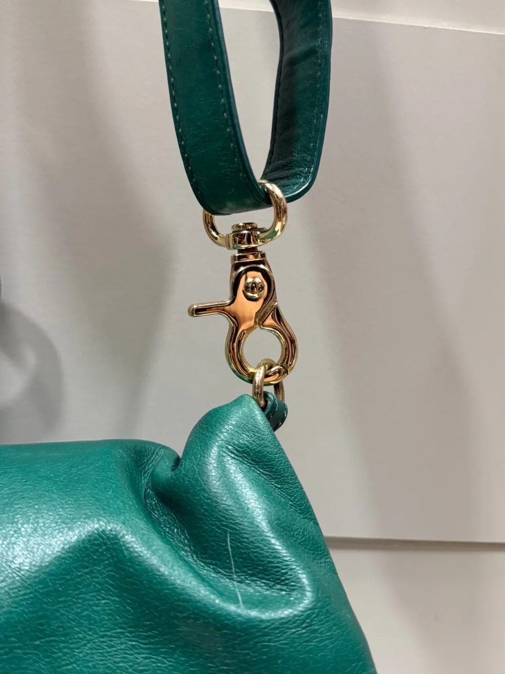 Tory Burch Emerald Green Leather Fold-Over Crossbody with Logo